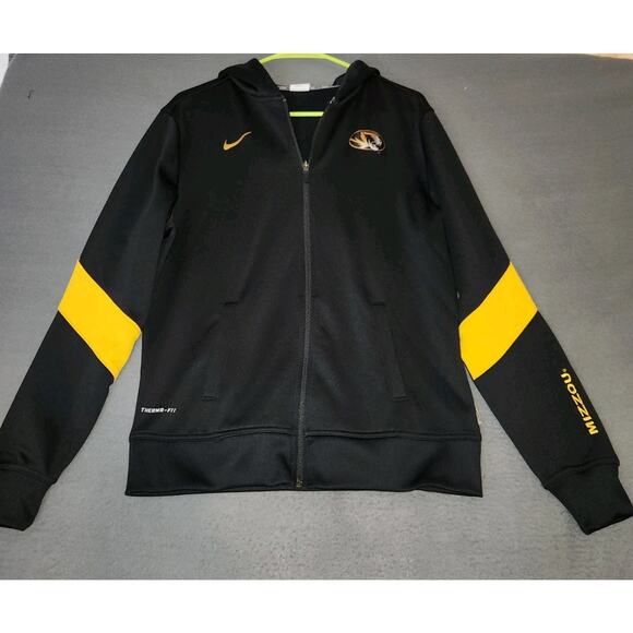 Nike Team Missouri Mizzou‎ Tigers Zip Up Hooded Sweatshirt Therma-fit Sz L Black - Picture 1 of 11